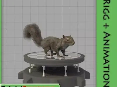 Squirrel on platform Low-poly 3D model