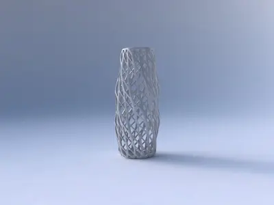 Vase twisted hexagon with diagonal grid lattice 3D print model