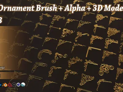 230 Ornamental Border Brush Alpha  3D model Vol 3 3D model