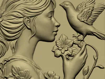 Little Girl and A Pigeon A42 3D print model