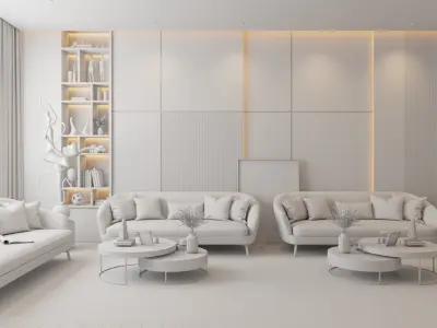 Luxury Living room 3D model 3D model