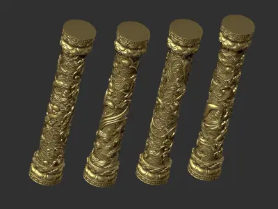 Four classical columns 3D print model