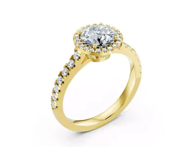 Luxury Halo Solitaire Diamond Ring  3DM File 3D print model