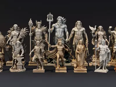 Ultimate Olympian God Statue Pack  Low-poly 3D model