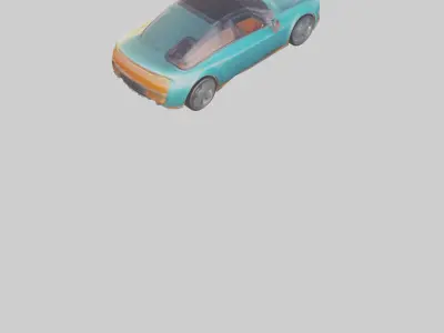 Retro Futuristic Electric Car model Low-poly 3D model