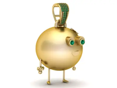 Golden Emerald Orb Character 3D Printable Model 3D print model