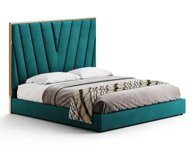 Grayish Upholstered luxury King Size Bed 3D model