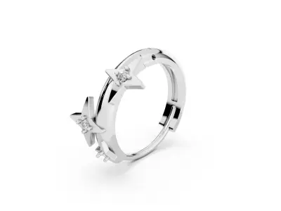 Celestial Star Bali Hoop with Blue Diamonds 3D print model