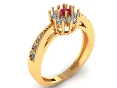 Women Ring 36 light weight diamond cluster engagement ring 3D print model