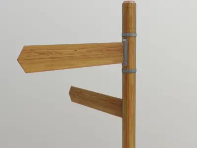 wooden signage  Low-poly 3D model