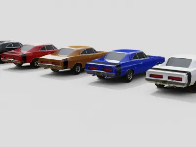 American Muscle Car Two-Tone Animation and Game-Ready Low-poly 3D model