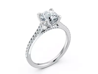 Luxury Pave Solitaire Engagement Ring CAD Model 3DM File 3D print model