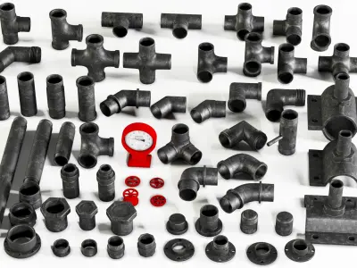 60 pipe kitbash with 3 material  3D model