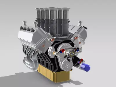 Vintage HEMI Hilborn Stacked Injection version Engine 3D print model