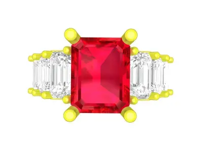 A7516 Fashion Diamond Emerald Women Ring 3D Model 3D print model
