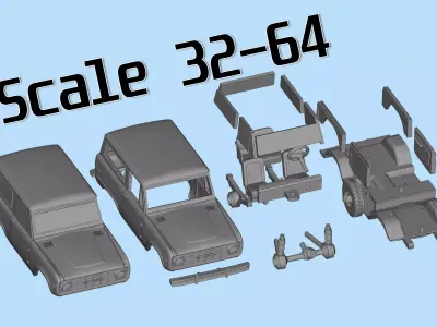 Vintage SUV  Offroader 1975 First Gen Wagon STL 3D print model