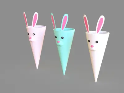 Easter Bunny Treat Cone Decoration Low-poly 3D model