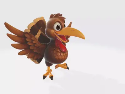 Cute Cartoon Turkey Model Thanksgiving Decoration 3D print model