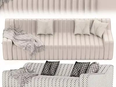 Endless Sofa with cushions and throw blanket 3D model