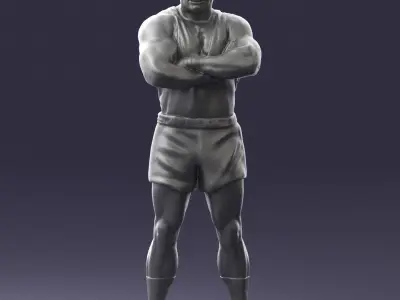 Elderly bodybuilder in shorts 0168 3D Print Ready 3D print model