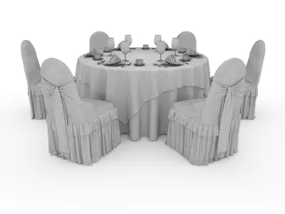 Banquet Table and Chair 66 3D model