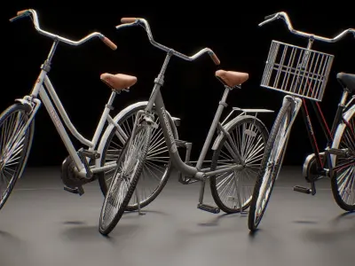 3 Bicycles bicycle Low-poly 3D model