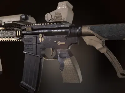 Daniel Defense MK18 GUN   Low poly Game Ready 3D Model Low-poly 3D model