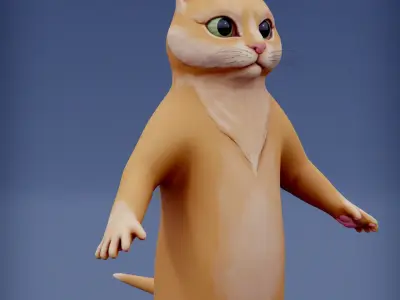 Cartoon cat Low-poly 3D model