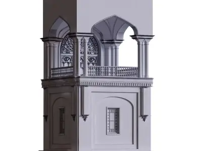 arabic exterior facade element set 811 Low-poly 3D model
