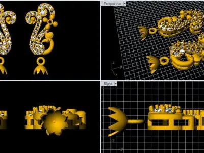 Peacock Earring 3dm file  3D print model