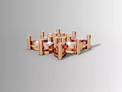 Floral Marquise Gemstone Stud Earring 3D print model