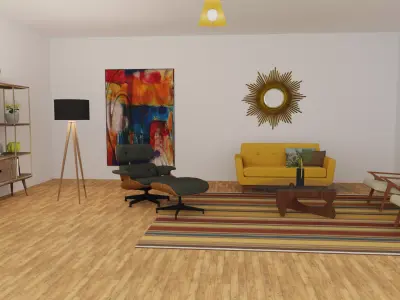 Mid-century Modern Living Room 3D model