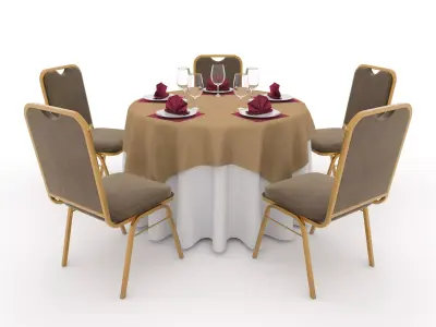 Banquet Table and Chair 05 3D model