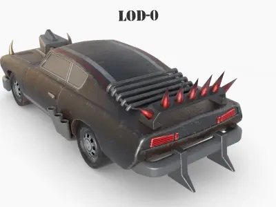 Post Apocalyptic Plymouth Barracuda Low-poly War Car Game Asset Low-poly 3D model