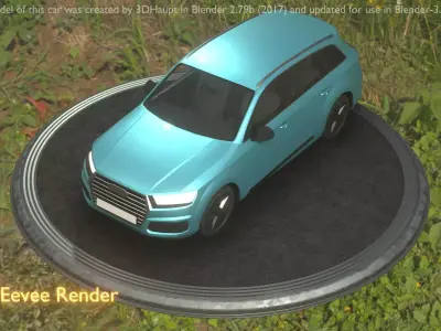 City Car 59 SUV Type-B Blue Low-poly 3D model