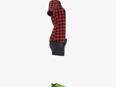 Cloth set plaid shirt 3D model