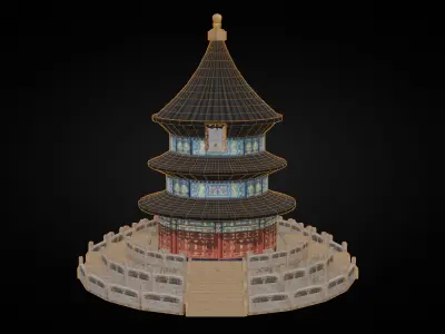 Low Poly China The Temple of Heaven Low-poly 3D model