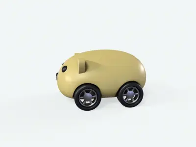 Cartoon Dog Car Cute Low-poly 3D model
