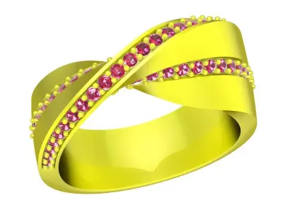 Luxury Criss Cross Pave Gemstone Ring for Women 4524 3D print model