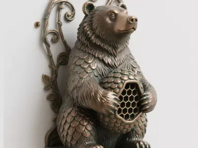 bear sculpture 3D print model buy
