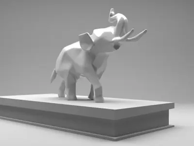 Elephant Low Poly  Low-poly 3D model