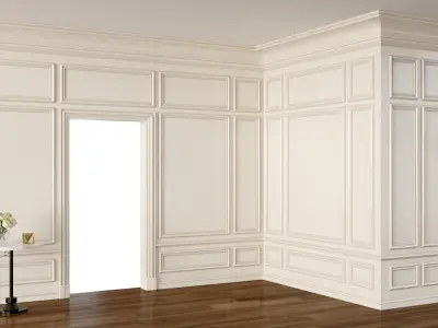 Wall Molding 3 Boiserie Classic Panels Low-poly 3D model