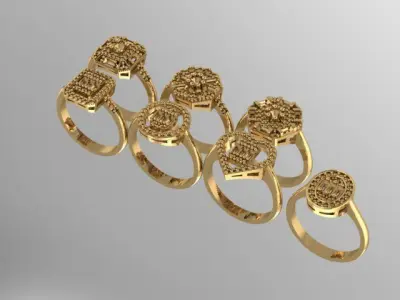 baguette ring women  7 models  3D print model