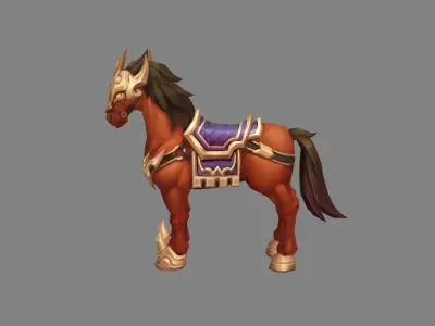 Cartoon horse mount Low-poly 3D model