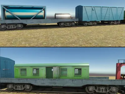 Trains Pack Low-poly 3D model