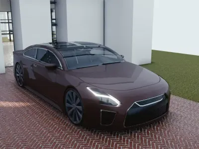 BLENDER EEVEE Brandless Mid Size 2 door sedan Low-poly 3D model