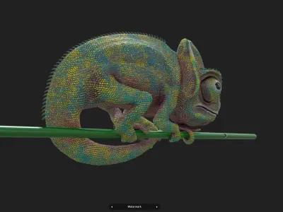 M0008 Z-Brush 3d Model Chameleon Low-poly 3D model