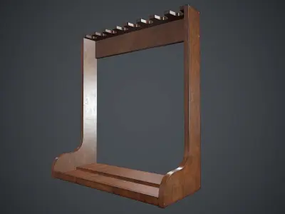 Wooden Weapon Rack 3 PBR Game Ready Low-poly 3D model