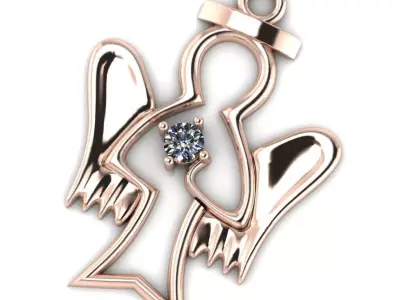 Pendant angel with a brilliant heart 3D print model