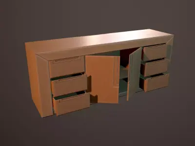 Shelf TV PBR Game Ready Model Low-poly 3D model
